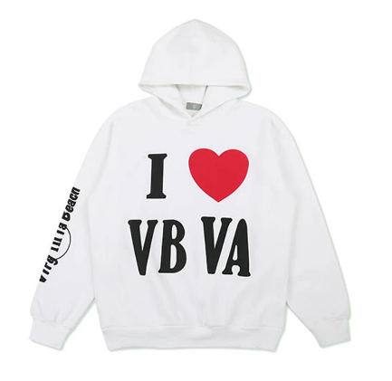 I Love VB VA white hoodie